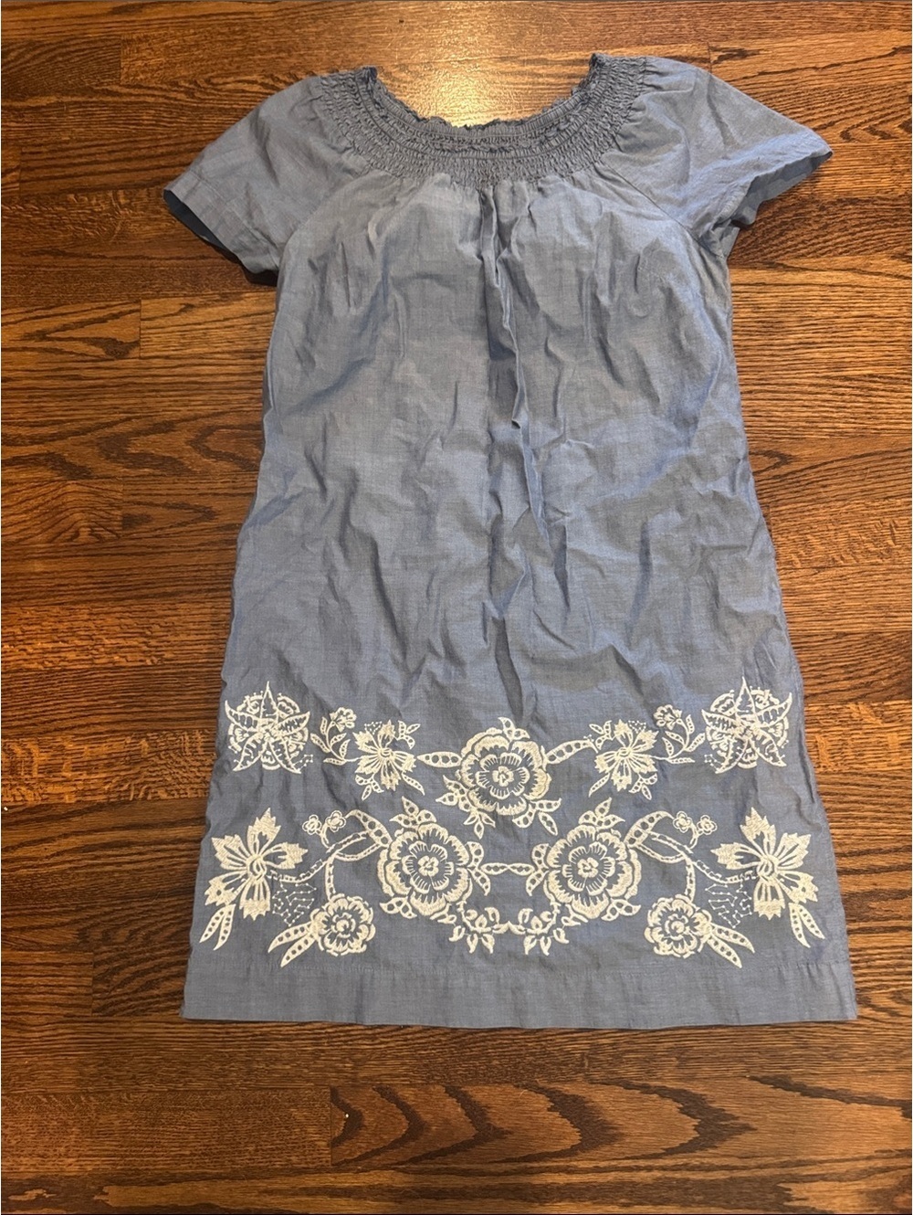 Talbots Petites Denim Dress with Embroidery in Size 6P 100% Cotton